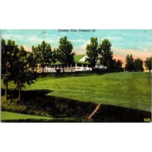 Vintage Linen Postcard, Country Club Freeport Illinois, Curteich Chicago CT - $7.85