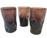 Vintage Hand Blown Amethyst Purple Tumblers with Dimpled Sides Set of 3 - £18.62 GBP