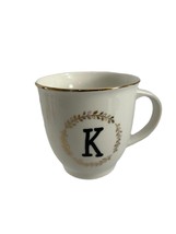 Sheffield Home Letter K Monogram Coffee Tea Mug White Gold Accents - £9.47 GBP