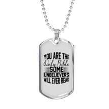 Will Ever Read Christian Necklace Stainless Steel or 18k Gold Dog Tag 24&quot; Chain - £37.92 GBP+