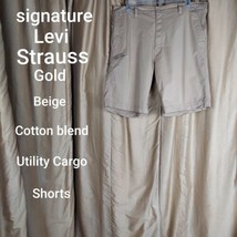 Signature Levis Strauss Gold Utility Shorts Beige Size Waist 40 - £10.93 GBP