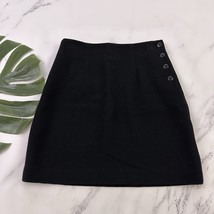 Gap Womens Vintage Y2k Mini Skirt Size 4 Black Wool Blend Tweed Button Trim - $27.71