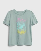 New GAP Kids Girls Earth Graphic Green Short Sleeve Crew Neck Cotton T-shirt 6 7 - £11.62 GBP