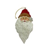 Vintage resin flat Santa Claus Head / Face Christmas Ornament 5 1/4 inches - $14.84