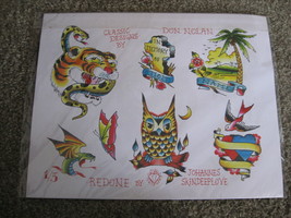 Lot of 5 High Quality Don Nolan Skindeeplove Tattoo Flash Color Sheets S... - £35.81 GBP