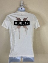 Hurley Men Size S White Melting Smiley Face Spell Out Logo T Shirt Short... - $11.30