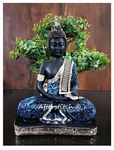 Gautam Buddha Statue For Home Decor Showpiece , Resin, Black, Blue, 22x15x7 cm - £23.34 GBP