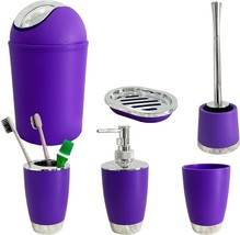 Bathroom Accessories Set 6 Pieces Plastic Bathroom Accessories Toothbrush Holder - £41.59 GBP