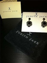 Judith Jack Onyx &amp; Marcasite Sterling Silver Earrings + Dustbag &amp; Jj Card - £69.77 GBP