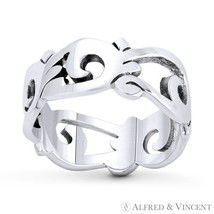 7.5mm Wide Freeform Right Hand Statement Ring 925 Sterling Silver Stackable Band - £23.62 GBP