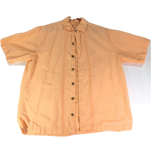 Caribbean Mens Shirt Textured Tropical Short Sleeve Button Up Orange Medium - £7.73 GBP