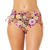 Salt + Cove Morning Grace Ruched High-Waist Bikini Bottoms Floral Brown ... - £6.12 GBP