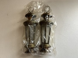 Vintage NOS Pair Of 4” Miniature Brass/Metal Etched Glass Candle Ornament - $60.00
