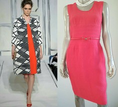 $3,800 Oscar De La Renta Gorgeous Coral Red Wool Silk Lined Runway Dress Us 6 - £780.96 GBP