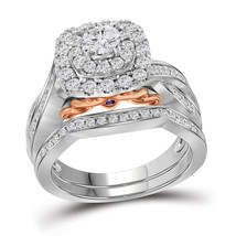 14k White Gold Round Diamond Halo Infinity Bridal Wedding Ring Band Set - £1,732.44 GBP