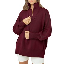 Women&#39;S 2023 Fall Pullover Oversized Sweaters Casual Long Sleeve Zip Up ... - £56.88 GBP