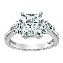 2.05Ct Émeraude Simulé Diamant 3-Stone Fiançailles Promesse Bague 14K Plaqué Or - £106.42 GBP