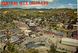 Aerial View Central City Colorado Scenic View Street Scene Old Cars Postcard - £17.35 GBP