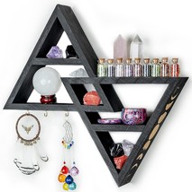 Crystal Shelf Display With Hooks - Black Moon Phase Triangle Shelf, And Bathroom - £31.92 GBP