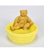 Vintage Bear Barrel Ceramic Soap Dish Yellow Homemade Bath Decor Rare - £35.38 GBP