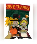 GiVE THANKS thanksgiving outdoor nylon pilgrims flag Two Group Flag Co. - £28.40 GBP