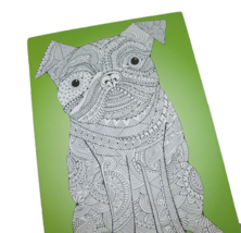 Primitives Dog Pug Wall Art - Box Sign - By Kathy Wood - Hanging 11x7.5 - Green - £9.55 GBP