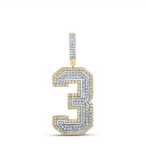 10kt Two-tone Gold Mens Round Diamond Number Three Charm Pendant 1 Cttw - £1,182.68 GBP