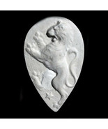 Rampant Lion Scottish English Coat of Arms Shield sculpture plaque white... - £15.57 GBP