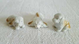 Set of 3 Adorable Matching White Brown Vintage Porcelain Poodle Dogs Pup... - £10.40 GBP