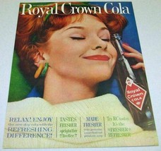 1961 Print Ad Royal Crown Cola Happy Lady with Bottle of RC Cola - $10.77