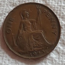 1945 United Kingdom 1 penny One Pence coin Great Britain UK British Engl... - $4.95