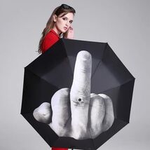  Middle Finger Umbrella Folding Creative Funny Windproof Rain Design Wat... - $21.99+