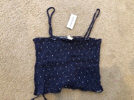 PacSun LA Hearts NWT Bami Halter polka dot tie Navy blue Crop Top Size s... - £9.60 GBP