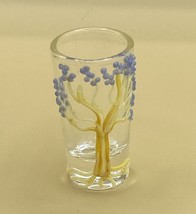 Art Glass Cherry Blossom Tree Shot Glass signed Max 2015 Purple Flowers - $17.81