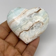 111.1g, 2.2&quot;x2.6&quot;x0.9&quot; Caribbean Calcite Heart Gemstones @Afghanistan,B3... - $27.71