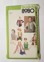 1979 Simplicity Sewing Pattern #8980 Size 12 Misses&#39; Set of Vests UNCUT - $9.89