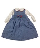 Silly Goose Smocked Toddler Dress Embroidered Dolls White Shirt &amp; Blue P... - $399.23 MXN