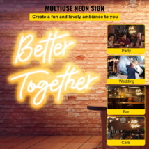 Better Together Neon Sign 13x7&quot; + 18x8&quot; Warm White LED Remote Control Home Decor - £64.01 GBP