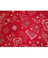 Vintage Red Bandana Print Cotton Fabric ~ Very Nice ~ 36&quot; x 5 yards ~ Co... - £38.88 GBP