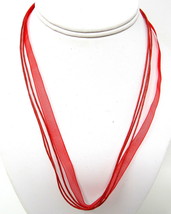 Red Organza Ribbon Necklace Aqua Choker 3 Waxed Cords 18-20&quot; US Seller       X - £7.03 GBP