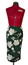 ECI New York Straight Skirt Black Ivory Women Floral Print Size 4 Embroi... - £36.20 GBP