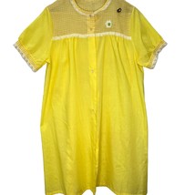 Vintage Archdale Maid House Coat Robe Button Front Yellow Gingham Bee M ... - $29.65