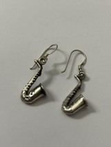 Vintage Sterling Silver Saxophone Earrings - $18.59