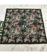 Express Vintage 90s Square Scarf Gray Pink Floral Fringe Trim Boho Made ... - $21.65 CAD