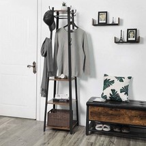 Modern Industrial Metal Frame Wood Shelf Coat Rack with 3-Shelves - $3,193.94 MXN