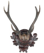 Plaque MOUNTAIN Lodge Antlers Deer Right Medium Chocolate Brown Resin - £290.16 GBP