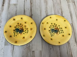 Carol Endres Plate Pure Art Rooster &amp; Sunflowers Appetizer Salad Dessert Yellow - £18.59 GBP