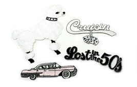50s Style Applique Patches - Set of 4 -Poodle/Cadillac/Lost in the 50s &amp; Cruisin - £17.24 GBP