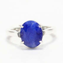 Beautiful Natural Indian Blue Sapphire Gemstone Ring, Birthstone Ring, 925 Sterl - £24.74 GBP