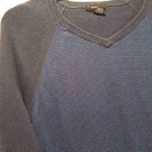 Alfani Men&#39;s Knit T-shirt Blue Black Pullover Stripe V Neck 100% Cotton XL - £7.86 GBP